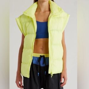 Neon Yellow Sleeveless Puffer Vest